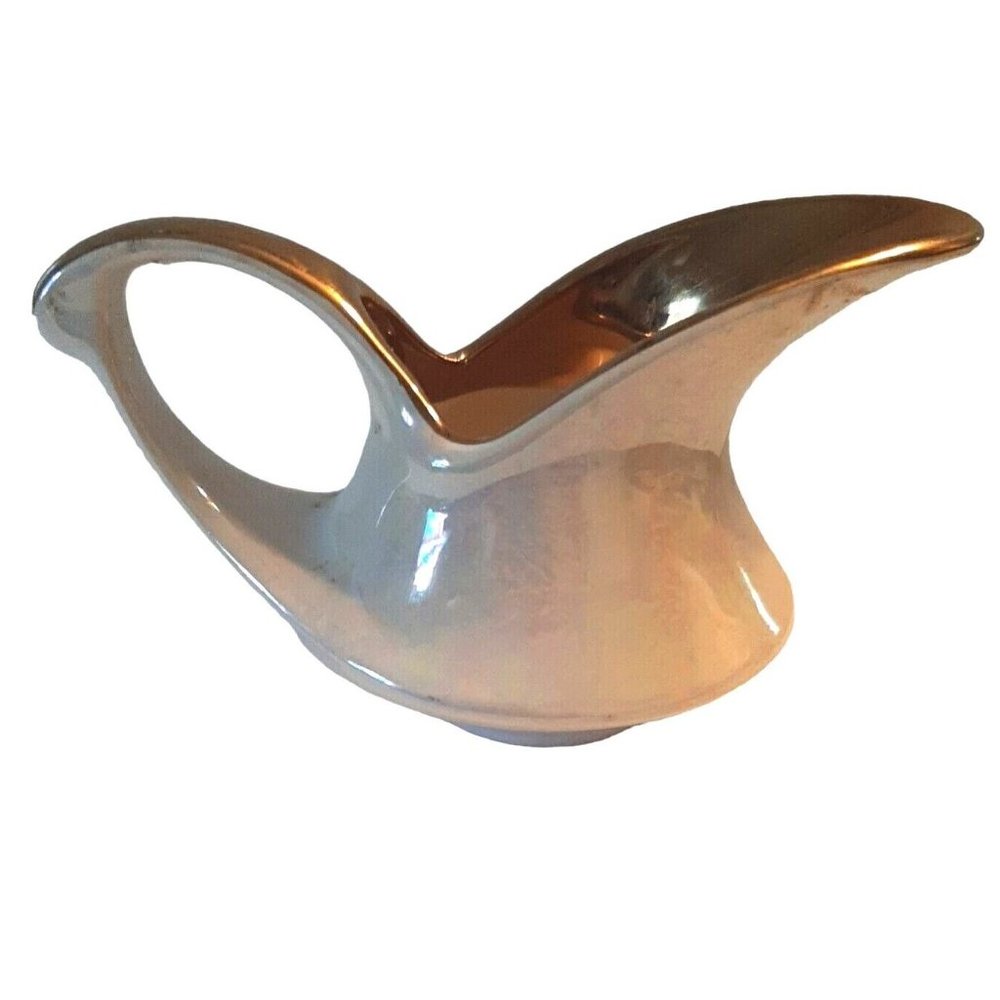 Pearl China Co Lusterware Creamer Pitcher 22 Kt Gold Trim Porcelain MCM Vintage